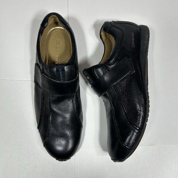 Vtg Rockport I.Travel Men Shoes Black Leather Slip On Hook & Loop Strap Sz 43/ 9 main image 5